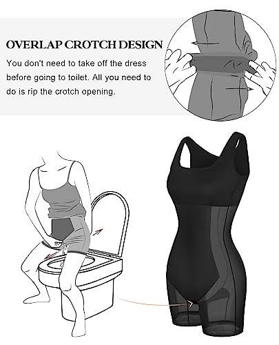 Image of Popilush Cocktail Dresses for Women Built in Shapewear Bra 8 in 1 Square Neck Mini Slit Party Summer Dress