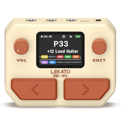 LEKATO Multi Effects Guitar Pedal, with 125 Effects 30 Amp Models & 30 Cab Sims, 40s Looper, Drum Rhythms, Support NAM/IR, USB Audio Interface OTG Function Rechargeable Guitar Effects Pedal (Beige)