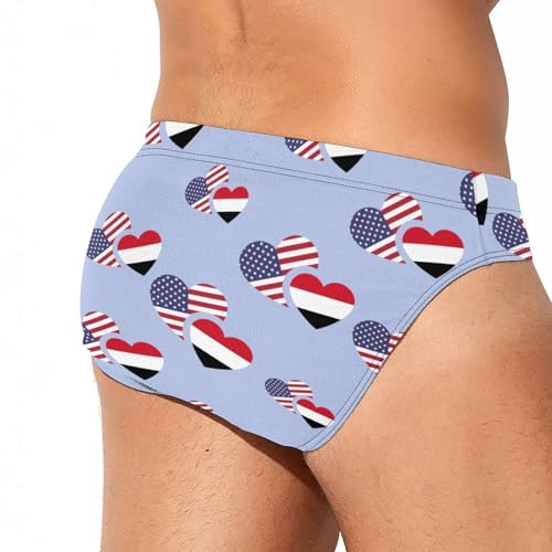 Yemen U.S. Flag Mens Swim Briefs Bikini Sexy Low Rise Trunks Swimsuit Bathing Suit Beach3