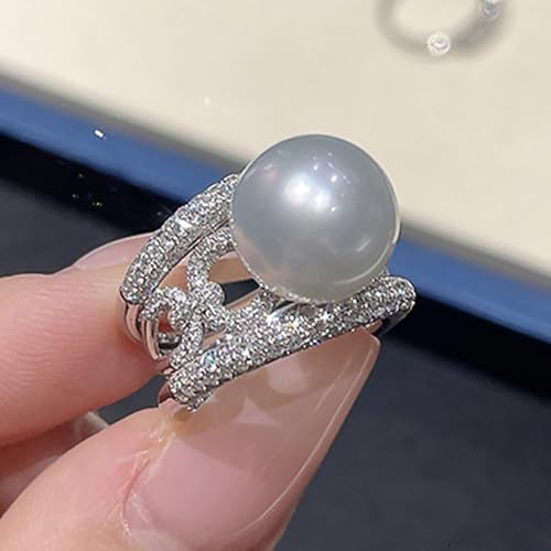 Gorgeous Delicate Ring Women Luxury Bridal Simulated Pearl Wedding Band Jewelry4