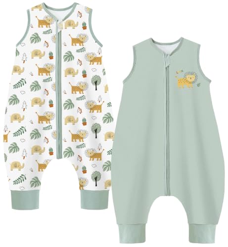Chilsuessy Toddler Sleep Sack with Feet 3-4 T, 1.0 TOG Cotton Baby Wearable Blanket with Legs, Sleep Bag Walker with 2-Way Zipper