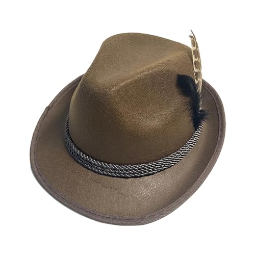 Oktoberfest Hüte,Retro Bayern Trachtenhut Filzhut mit Feder für Erwachsene, Hut Wiesn, Bayerischer Hut Oktoberfest, Bayerisches Dress Up, Rollenspiel und Cosplay