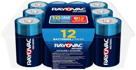 RAYOVAC D 12-Pack HIGH ENERGY Alkaline Batteries, 815-36LK