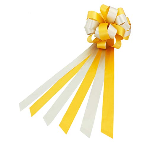 Oblique Unique® Geschenk Schleife Groß mit Geschenkband Glänzend für Geschenke Tüten Zuckertüten zum Basteln Dekorieren Verzieren - wählbar (Gold)