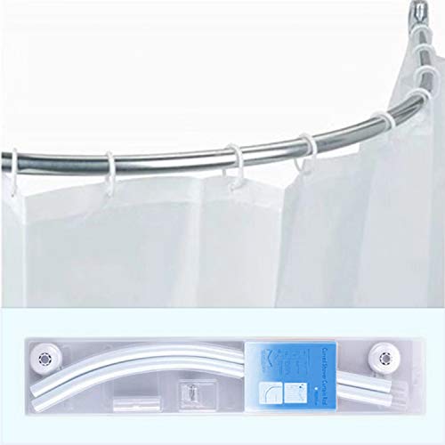 YOLOPLUS+ Curved Shower Curtain Rod Aluminum Alloy Wall Mount Corner for Bathroom Covers Wall Area of 35 to 35 Inches, Arc Radius 16 Inches Not for Heavy Duty Shower Curtain (Silver)
