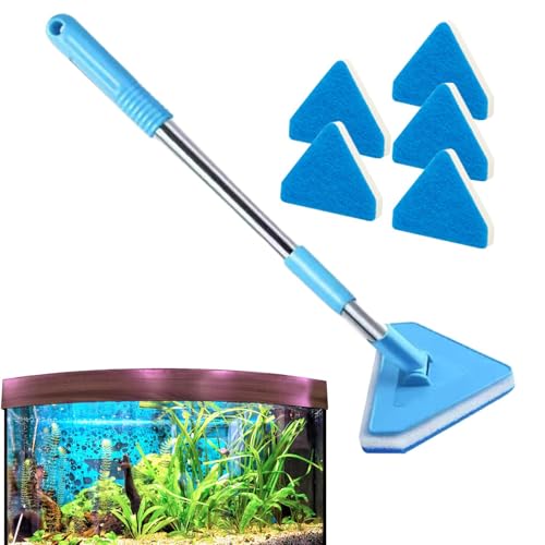 Cepillo de acuario, herramienta de limpieza de esponja raspadora, cepillo de mantenimiento para peceras, mango largo, limpiador de acuarios, herramienta magnética para eliminar algas, rascador de