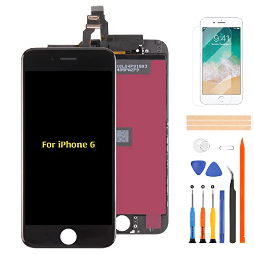 A-MIND 4.7 inch for iPhone 6 Screen Replacement Touch Screen Digitizer A1549 A1586 A1589 LCD Display Full Assembly Repair Kits with Screen Protector+Tools (Black)