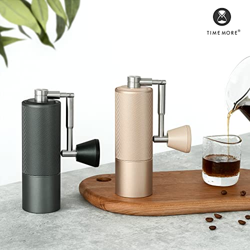 Foto von TIMEMORE Chestnut C2 FOLD Kaffeemühle Manuelle, Edelstahl Kaffeemühle mit kegelförmigem Mahlwerk, Handkaffeemühle mit klappbarem Griff, für Espresso bis French Press - Dunkelgrau