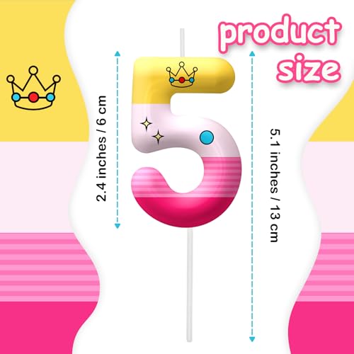 Image of Pink Cartoon Birthday Candles, Number 5 Candle Pink Themed Birthday Party Supplies, 2.4 inch Birthday Candles for Cake Topper Party Decorations, Birthday Decorations for Boys Girls (Number 5)