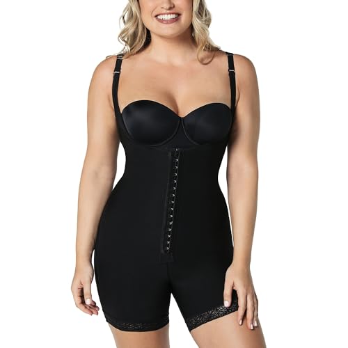 Leonisa Front Hook Boyshort Bodysuit Tummy Control Shapewear for Women with Butt Lifting