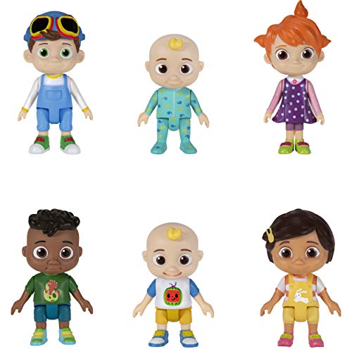 Cocomelon Official Friends & Family, 6 Figure Pack - 3 Inch Character Toys - Features Two Baby JJ Figures (Tee and Onesie), Tomtom, YoYo, Cody, and Nina - Toys for Babies and Toddlers