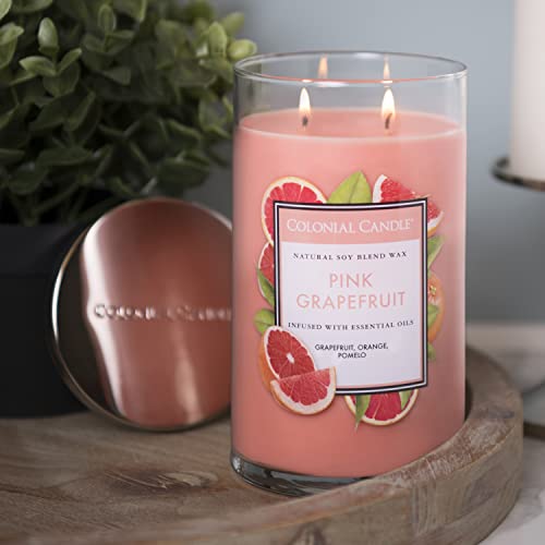 Colonial Candle Pink Grapefruit Scented Jar Candle, Classic Cylinders Collection, 2 Wick, Red, 19 Oz - Up To 120 Hours Burn #TOP4