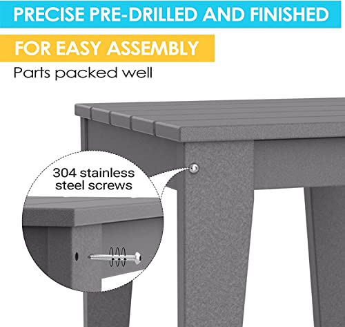 A-Eco Living 18" Adirondack Side Table,Multipurpose Side Table,Pool Composite Patio Table,Hdpe Square End Tables,Easy Maintenance & Weather Resistant,Grey #TOP1