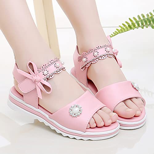 Children Shoes Fashion Flower Thick Sole Sandals Soft Sole Comfortable Princess Sandals Girls Easter Sandals (Pink, 9-9.5 Years Big Kids)2