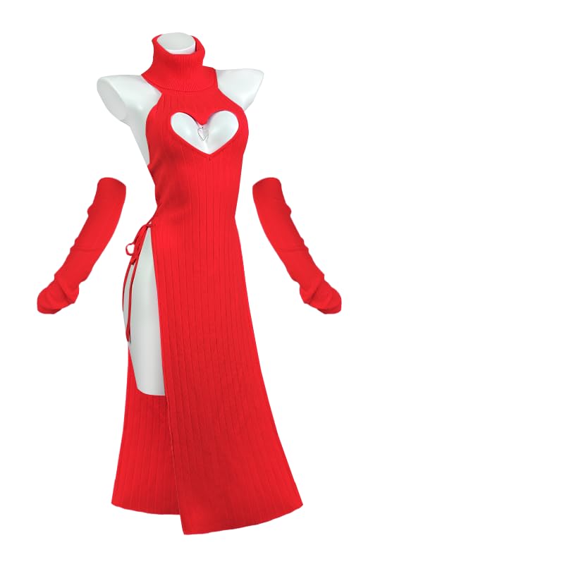 KORURACLUB Damen Cheongsam Rot Sexy Cosplay Women Succubus Cosplay Dessous Kostüme Sexy Outfit für Damen Kostüme Festival Clubwear(L-XL)