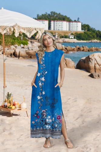 Image of Zeagoo Summer Dresses for Women 2026 Long Maxi Sundresses Loose Split Wrinkle-Free Beach Travel Vacation Clothes