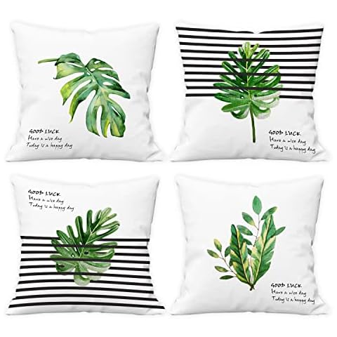 Fundas de almohada de hojas tropicales Cover