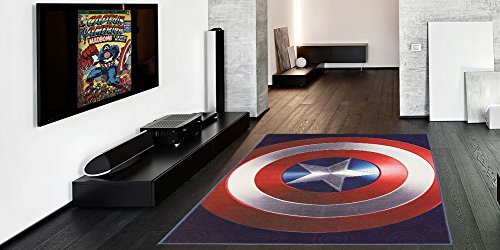 Gertmenian: Marvel Captain America Shield Rug HD Digital Bedding Area Rugs 54×78 inch, Large, Navy Blue