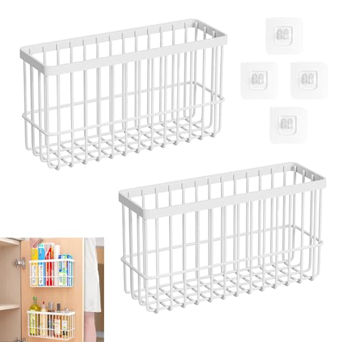 Selbstklebendes Aufbewahrungsboxen, 2 Stück Küchenschranktür Aufbewahrungsbox, Wandmontierte Küchenschrank Organizer, Schrank Organizer für Küche, für Schrank Küchenaufbewahrung (Weiß)