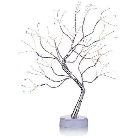 Nuptio Abedul con Luces, Árbol de Ramitas Bonsai Árbol de 1.6 Pies Árbol de Navidad Árboles Iluminados para Decoración Fiesta en Casa Cumpleaños Boda Decoración Interior (Luz Multicolor, 1 Pieza) Cover