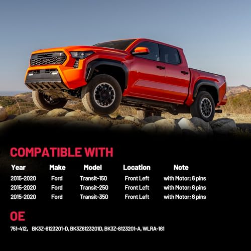 Image of BDFHYK 751-412 Power Window Regulator with Motor Front Left Compatible with Ford Transit-150, Transit-250, Transit-350 2015-2020