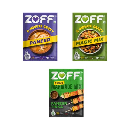Image of ZOFF Veg Gravy & Marinade Combo - Paneer Gravy (90g), Magic Curry Mix (90g), Paneer Tikka Marinade (25g) -Instant, Authentic Indian Flavours - 205g