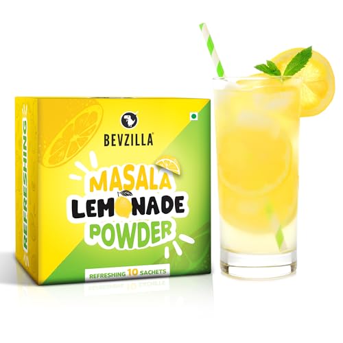 Image of Bevzilla Masala Lemonade Infused with Vitamin C | Handcrafted Instant Drink Premix | Refreshing Lemon Summer Drink | Makes Upto 50 Glasses|25*10 Sachets | Easy to Carry