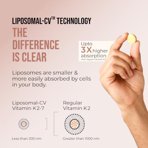 Image of Cureveda Liposomal Vitamin K2 MK-7 55mcg | with Boswellia 25mcg Stronger Bones & Improved Heart Health (120 Tablets)