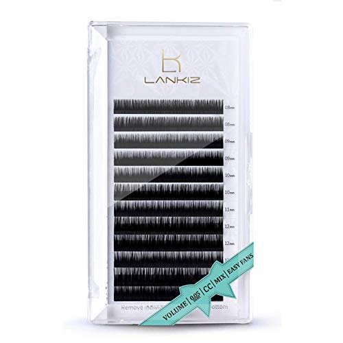 LANKIZ Russian Lashes Volume Eyelash Extensions 0.05mm CC Curl 8-15mm Mixed Easy Fan Lashes Rapid Blooming Self Fanning Individual Lash Extensions