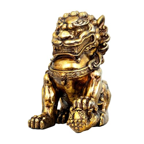 ZOEJADE 21" H Large Resin Guardian Lion Sculpture Chinese Feng Shui Home Outdoor Decor Asian Lion Figurine for Entrance Yard Gifts Wealth Prosperity Female Foo Fu Dogs Statues