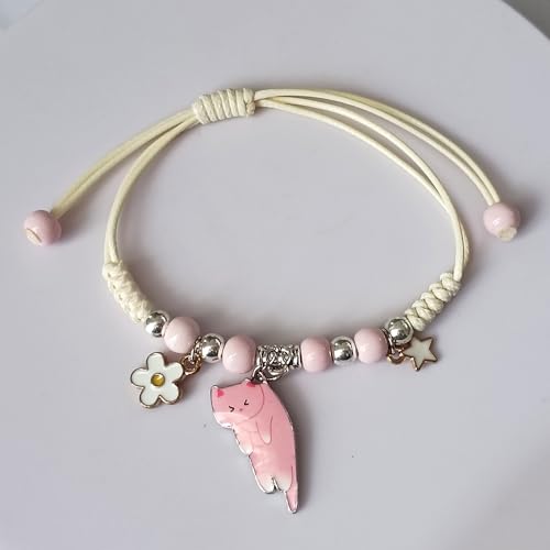 Cute Cat Charm Bracelet Beads Adjustable Braided Bracelet Friendship Birthday Party Kawaii Jewelry Gifts for Women3