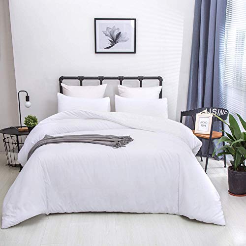 Houseri White King Size Comforter Set Plain White Comforter King Solid White Bedding Sets Women Men All White King Comforter Bedding Pure White King Size Comforter Blanket White Bed Quilt King Sets #TOP5
