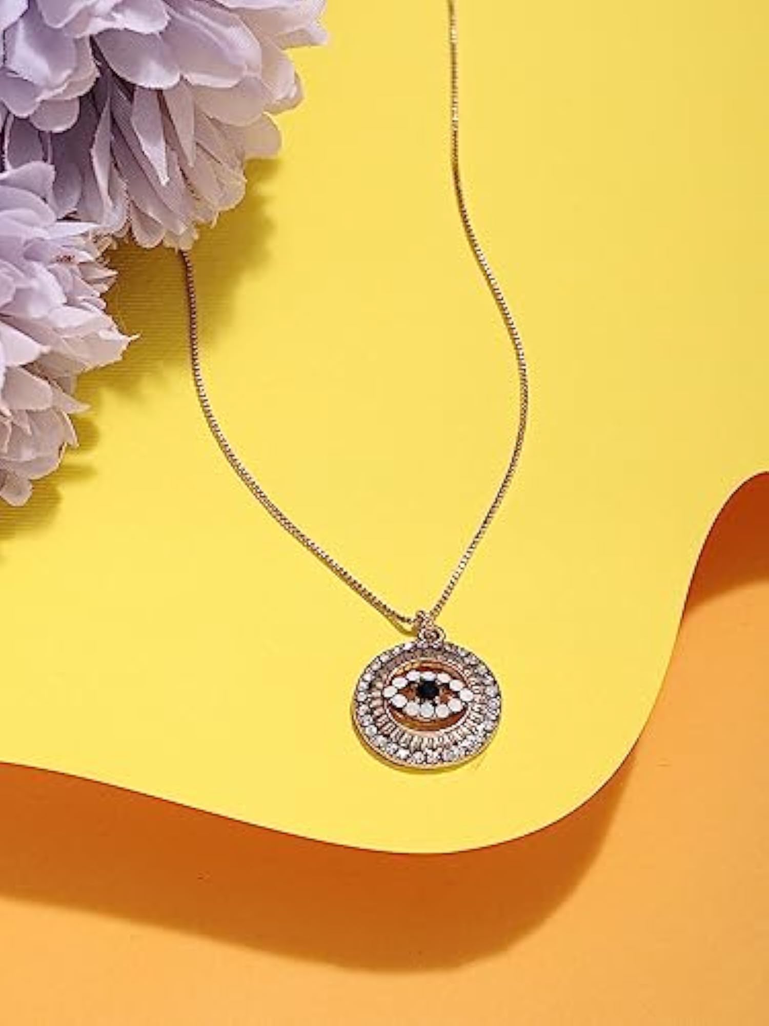 Austrian Diamond Evil Eye Pendant & Chain