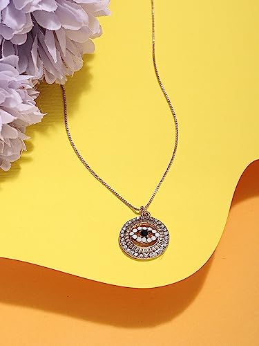 Austrian Diamond Evil Eye Pendant & Chain