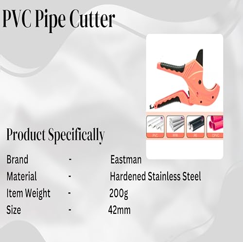 Image of EASTMAN 42 mm Cutter for PVC, Plastic, PPR and Rubber Tube made with Grade of Steel Blade and Long Life Cutting, Blisted Packed /Aluminium Body Tools (E-3013)