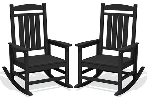 KINGYES HDPE Patio Rocking Chairs Set of 2