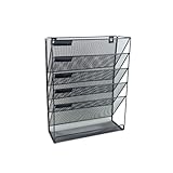 Dimension:32*10*41 cm Zeroneige Grande Trieur de document, Classement mural bureau métallique noir Suspendu, Porte à magazin Porte-dossiers bannettes Organisateur