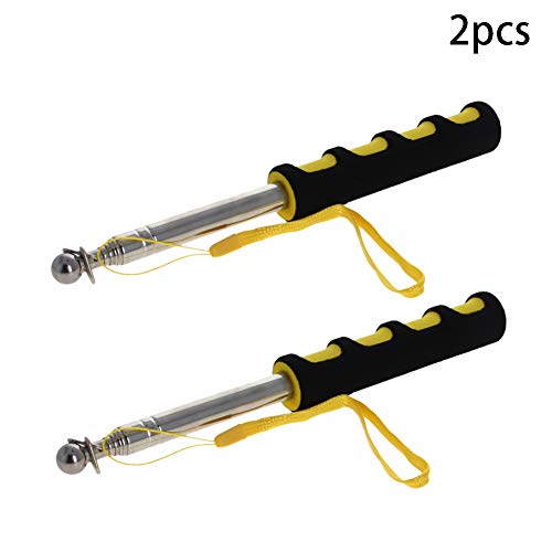 Image of Othmro 2Pcs Hollow Telescopic Teachers Pointer, Teaching Pointer Stick for Classroom, Metal Hand Retractable Pointer Extended Length 39.4 inch, Handheld Presenter Whiteboard Pointer (Yellow)