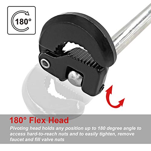 HAUTMEC Basin Wrench Capacity of 3/8-Inch to 1-1/4-Inch, 10-Inch Reach PL0024