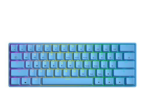 GK61 Mechanical Gaming Keyboard - 61 Keys Multi Color RGB Illuminated LED Backlit Wired Programmable for PC/Mac Gamer ( Gateron Optical Brown , Blue )