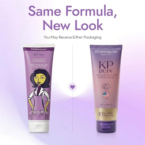 Image of DERMAdoctor KP Moisturizing Lotion The Original Dermatologist Formulated Body Cream for Keratosis Pilaris | Treats Dry, Rough, and Bumpy Skin | Strawberry Legs Treatment | 10% AHAs + PHAs - 8 oz
