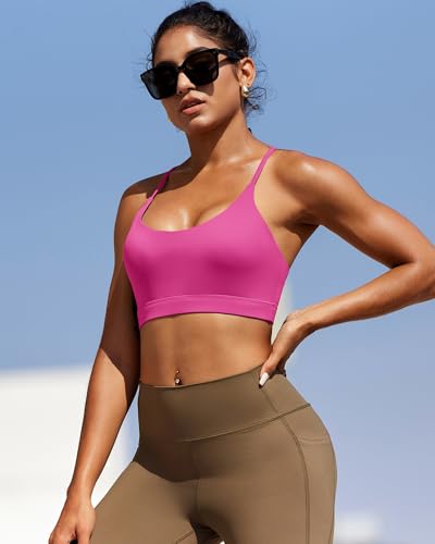 Image of RUNNING GIRL Sports Bras for Women,Y-Back Medium Support Workout Sports Bra Padded Racerback Supportive Bras Push up(WX3048 Hot Pink M)