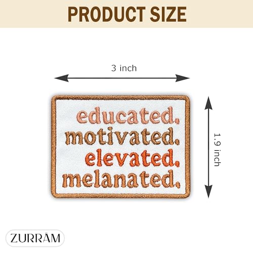 Educated Motivated Elevated Melanated Embroidered Patch Black Lives Embroidery Patches Black History Melanin Empowerment Iron On Sew On Patches for Clothes Jeans Hats Gifts for Women Men 3x1.9 Inches by ZURRAM - Used condition - Image 5
