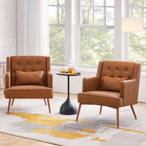 Yaheetech 2-Piece Mid-Century Upholstered Accent Chairs