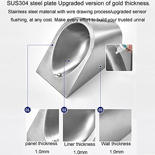 SSRURYWZ Household Items Wall-Mounted All-in-one Urinal Stainless Steel Men's Urinal Non-Contact Flushing Urinal Strong and Anti-Clogging Sensing Water Out Easy to Clean (Package D)