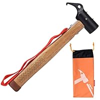 Sukudon Camping Hammer Zelthammer Kohlenstoffstahl Outdoor Multifunktion Hämmer Mallet Heringzieher für Zeltheringe Rutschfest Kopf Design mit Halteband