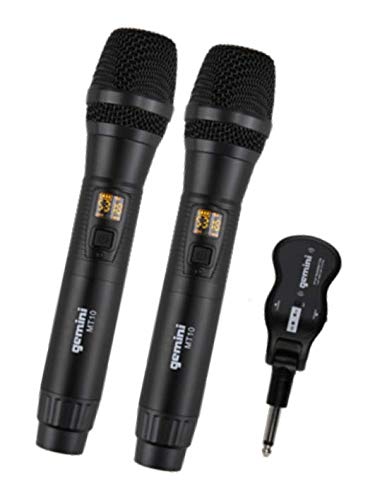 Gemini Pro Audio GMU-M200 Dual Plug and Sing Karaoke Bluetooth Wireless UHF Band Handheld Microphone with Cordless 1/4" Inch Jack Adapter for DJ Speakers Cover