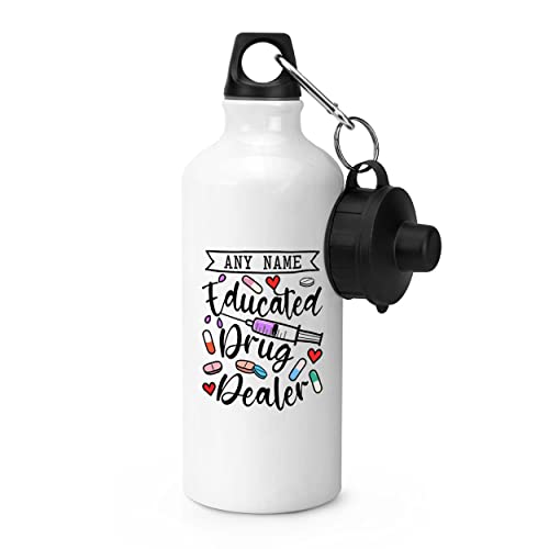 Gift Base Personalised Educated Drug Dealer Sports Bottle Water Gym 600ml White