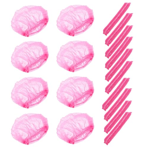 Mobestech 100 Gorros Desechables de Malla No Tejida Cabello Tamaño 21 Pulgadas Color Rosa Transpirables y Ligeros Ideales para Hospitales Salones de Belleza y Sector Alimentario