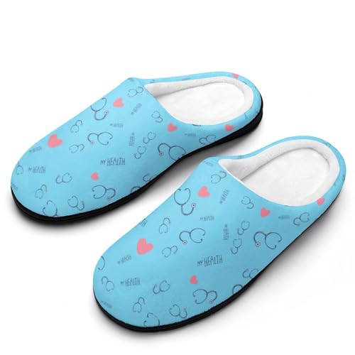 Nurse Medical Theme Slippers for Women Men Indoor Outdoor Winter House Slippers